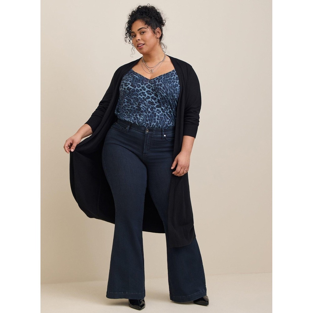 TORRID Georgette V-Neck Blue Leopard Cami Top Size 2